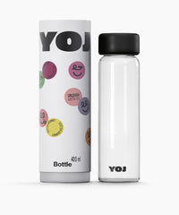 Flaska och förpackning, svart lock