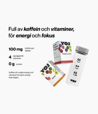 Alla smaker med 100 mg koffein och plastflaska