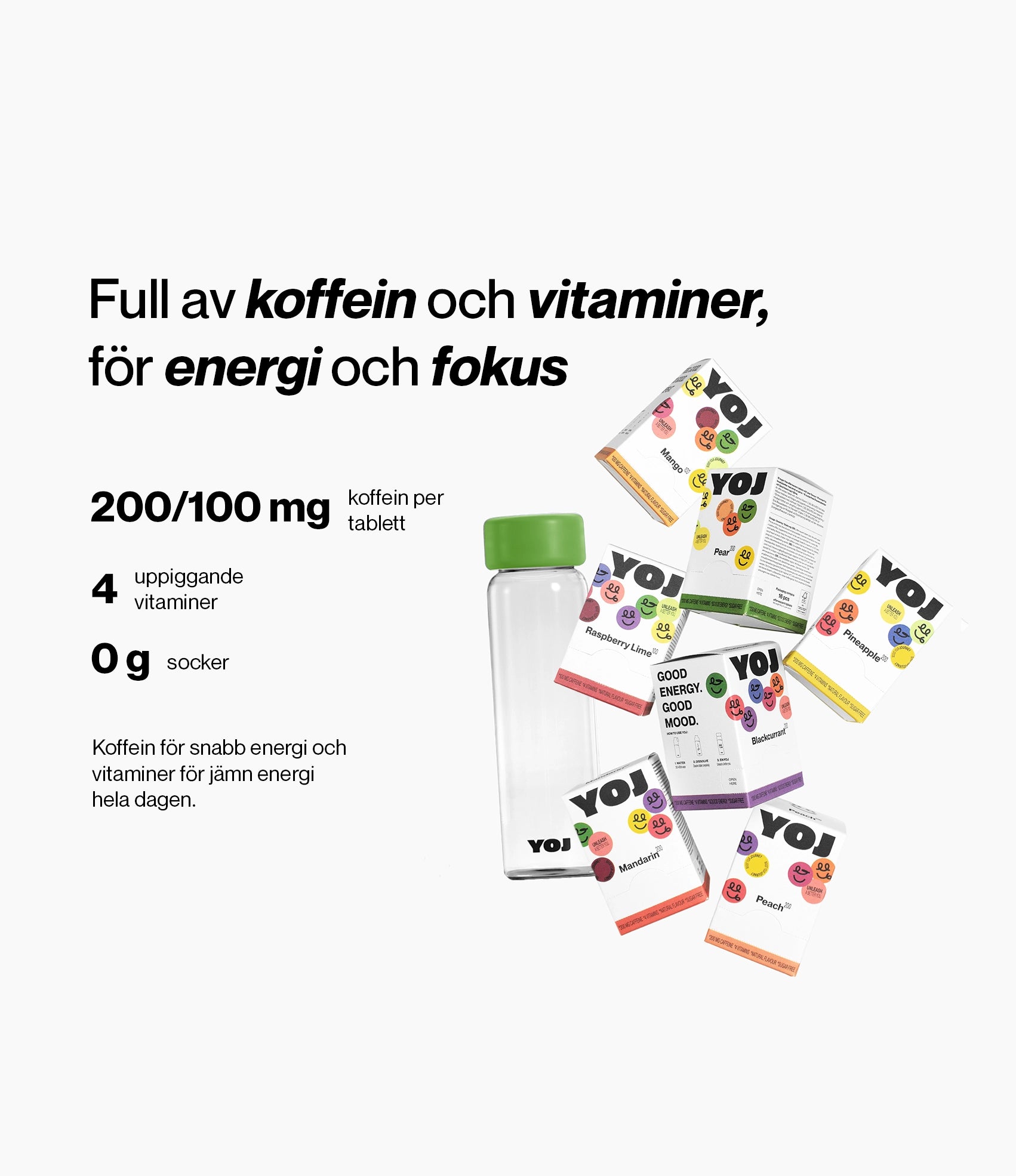 Alla smaker och flaska med grönt lock