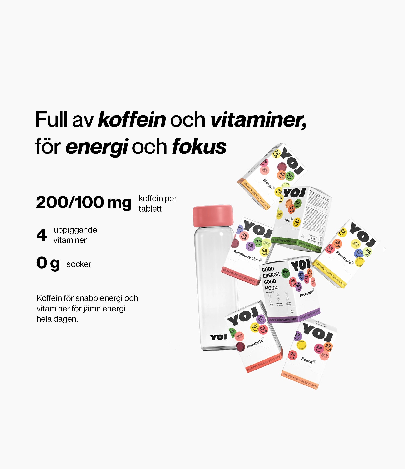 Alla smaker och flaska med rosa lock