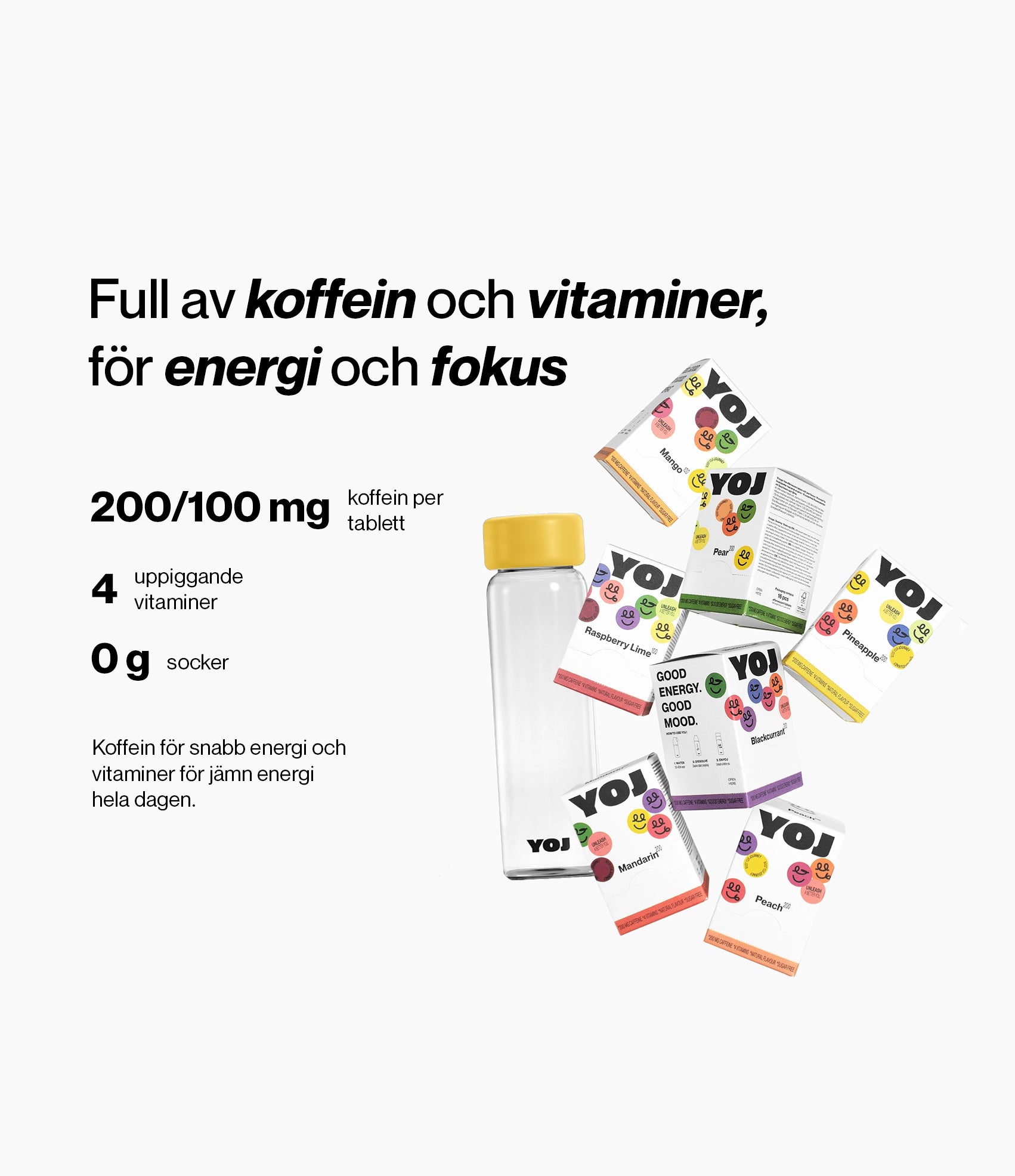 Alla smaker och flaska med gult lock