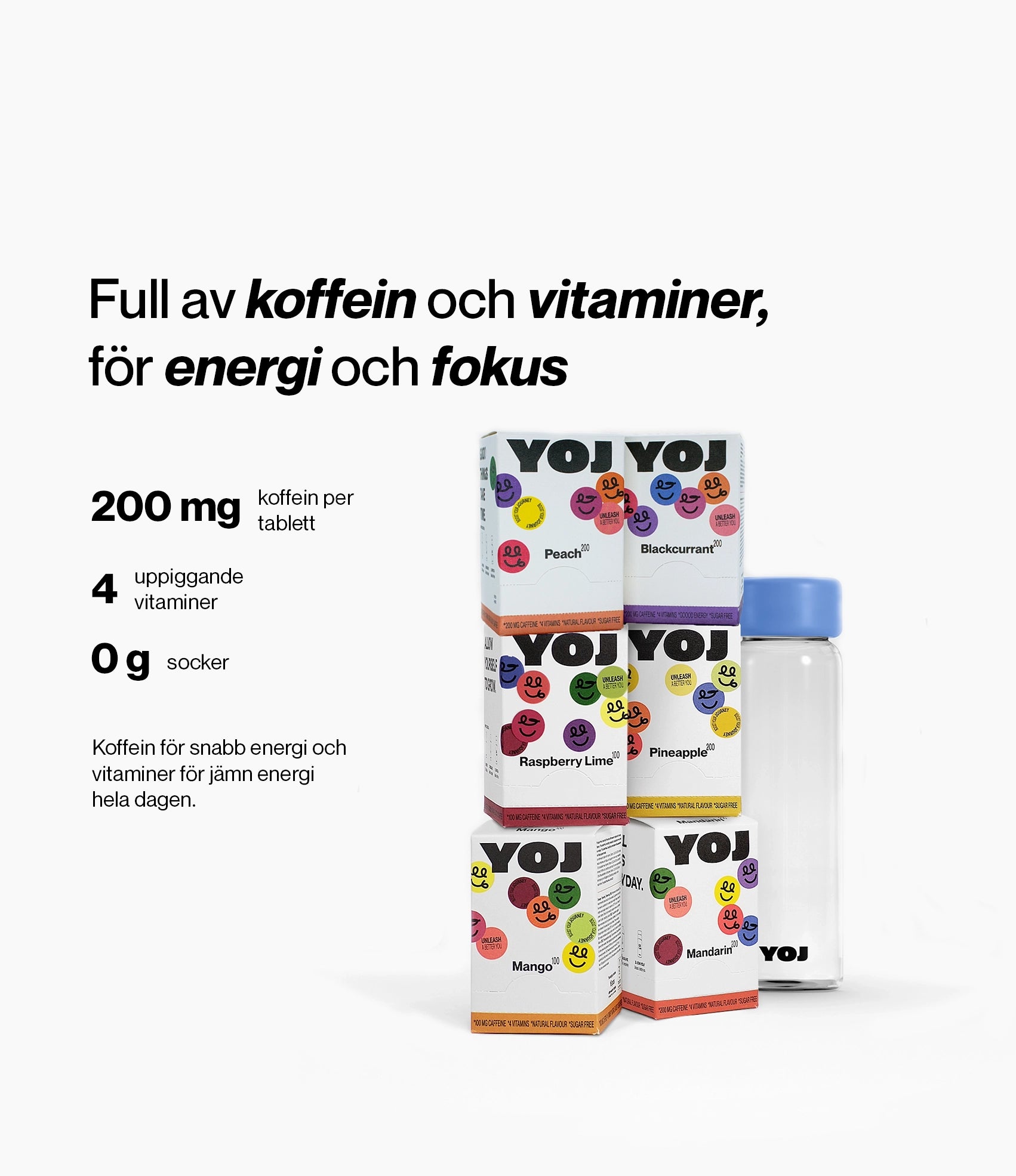 Alla smaker och flaska med blått lock