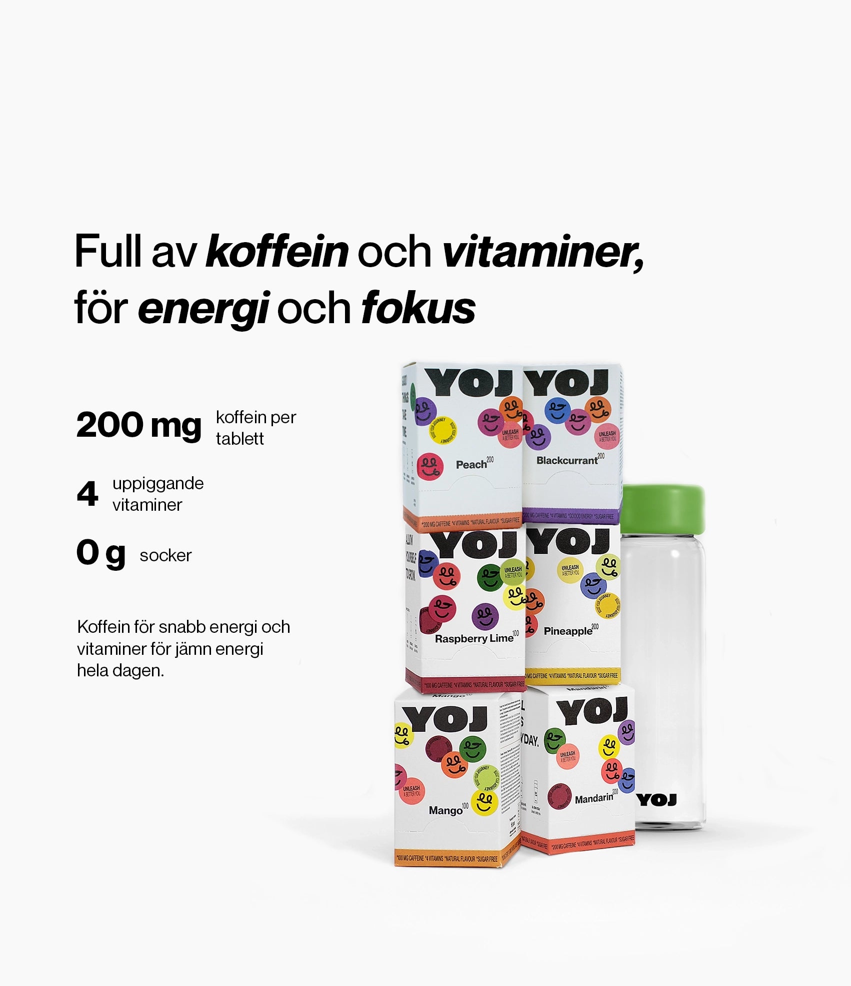 Alla smaker och flaska med grönt lock