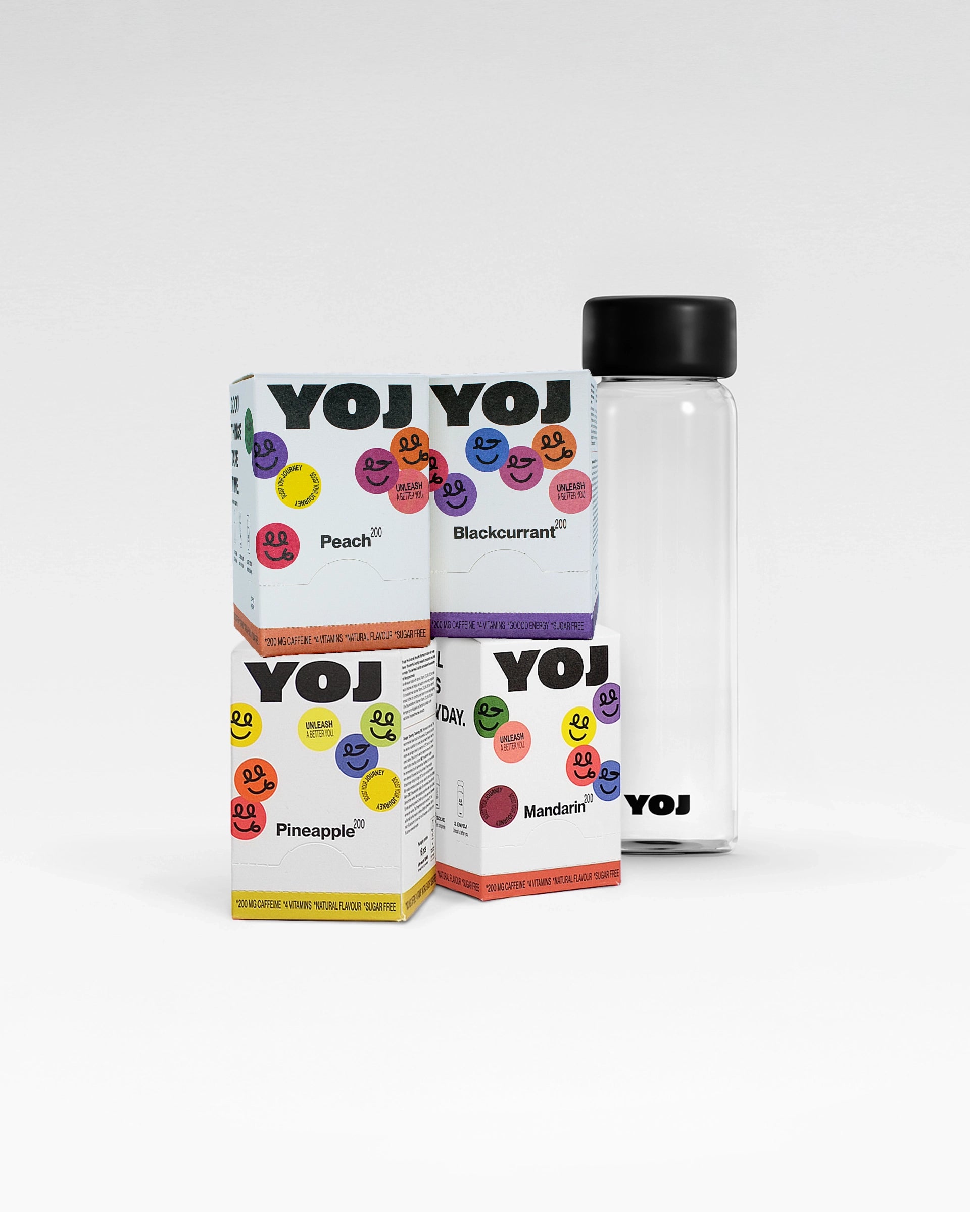 Alla smaker med 200 mg och flaska med svart lock