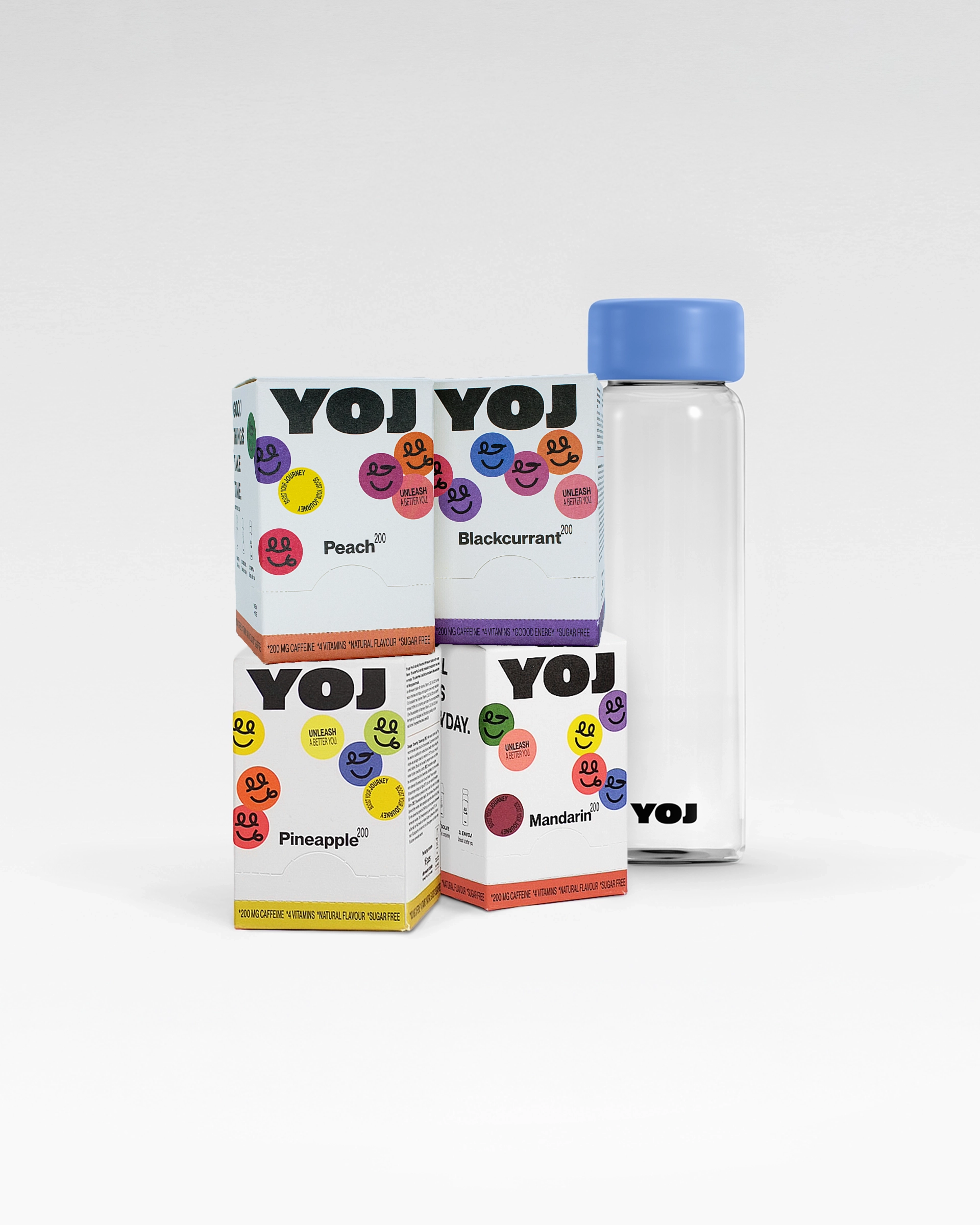 Alla smaker med 200 mg och flaska med blått lock